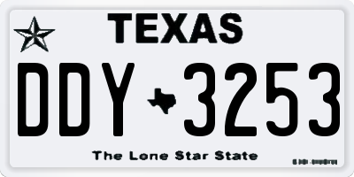 TX license plate DDY3253