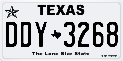 TX license plate DDY3268