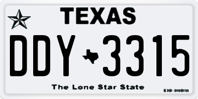 TX license plate DDY3315
