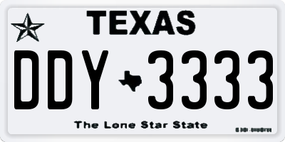TX license plate DDY3333