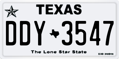 TX license plate DDY3547