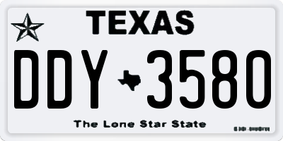 TX license plate DDY3580