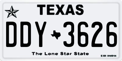 TX license plate DDY3626