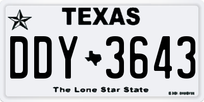 TX license plate DDY3643