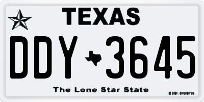 TX license plate DDY3645