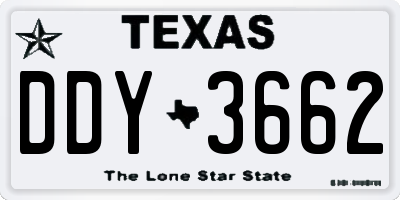 TX license plate DDY3662