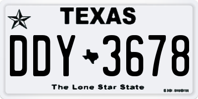 TX license plate DDY3678