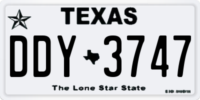 TX license plate DDY3747