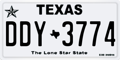 TX license plate DDY3774
