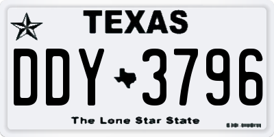 TX license plate DDY3796