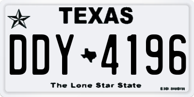 TX license plate DDY4196
