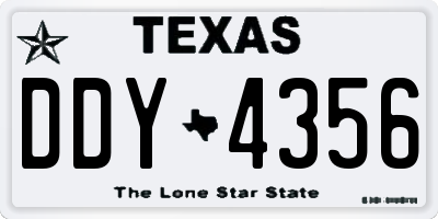 TX license plate DDY4356
