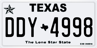 TX license plate DDY4998