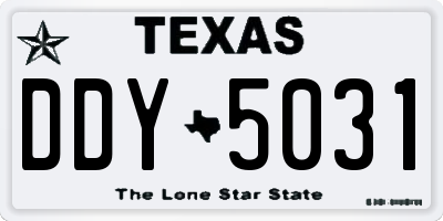 TX license plate DDY5031