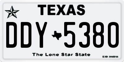 TX license plate DDY5380