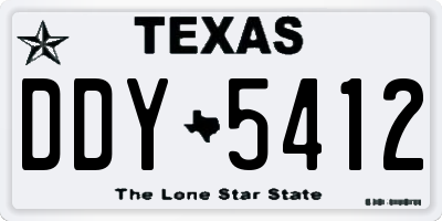 TX license plate DDY5412