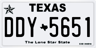 TX license plate DDY5651
