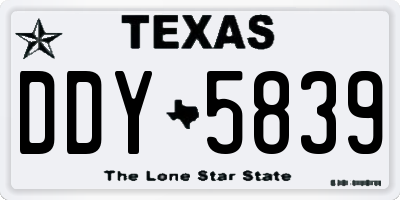 TX license plate DDY5839