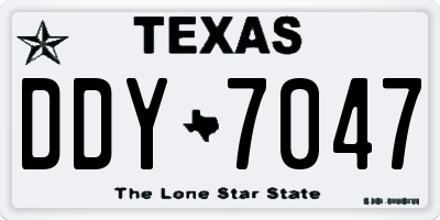 TX license plate DDY7047
