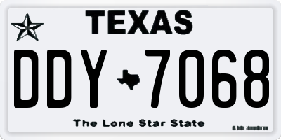 TX license plate DDY7068