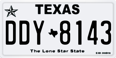 TX license plate DDY8143