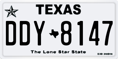 TX license plate DDY8147
