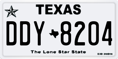 TX license plate DDY8204