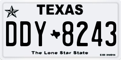 TX license plate DDY8243
