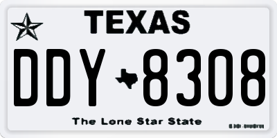 TX license plate DDY8308