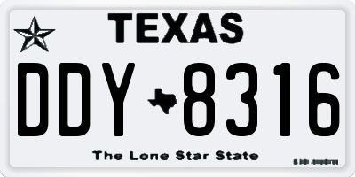 TX license plate DDY8316