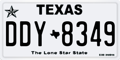 TX license plate DDY8349