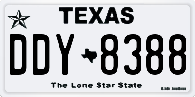 TX license plate DDY8388