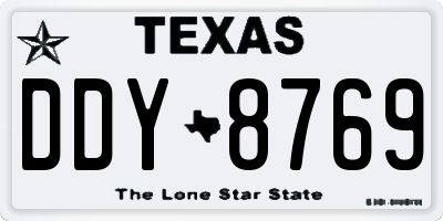 TX license plate DDY8769