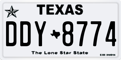 TX license plate DDY8774