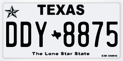 TX license plate DDY8875