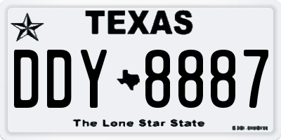 TX license plate DDY8887