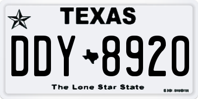 TX license plate DDY8920