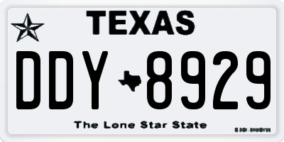 TX license plate DDY8929