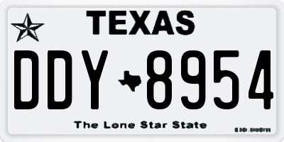 TX license plate DDY8954