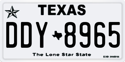 TX license plate DDY8965