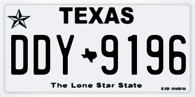 TX license plate DDY9196