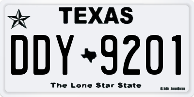TX license plate DDY9201