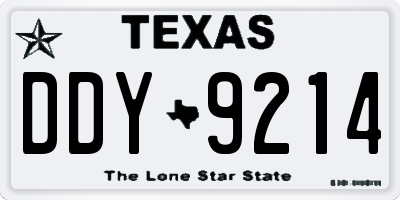 TX license plate DDY9214