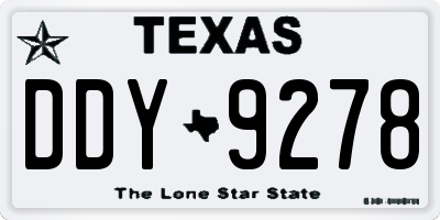 TX license plate DDY9278