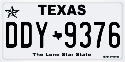 TX license plate DDY9376