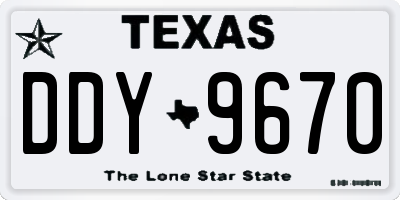 TX license plate DDY9670