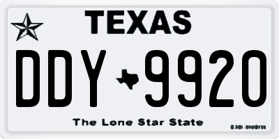 TX license plate DDY9920