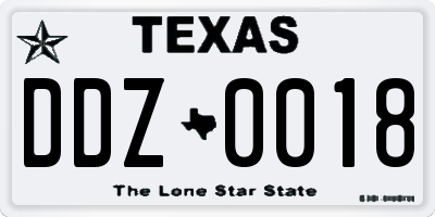 TX license plate DDZ0018