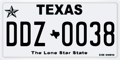 TX license plate DDZ0038