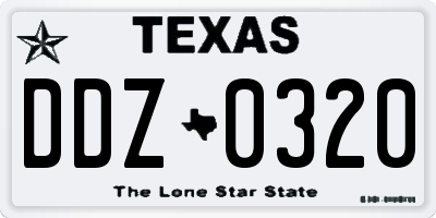 TX license plate DDZ0320